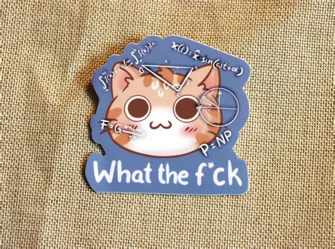 Meme What The Fuck Math Physics Cat Sticker Etsy