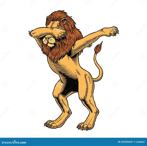 Lion Dabbing On White Background. Dab Meme Dance Move. Comic Style ...