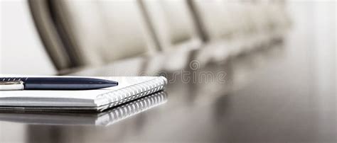 Notepad On A Table In Meeting Room Stock Photo Image Of Boardroom