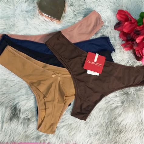 5 Calcinhas Fio Diamantes Lingerie Calcinha Fio Dental Em Microfibra Shopee Brasil