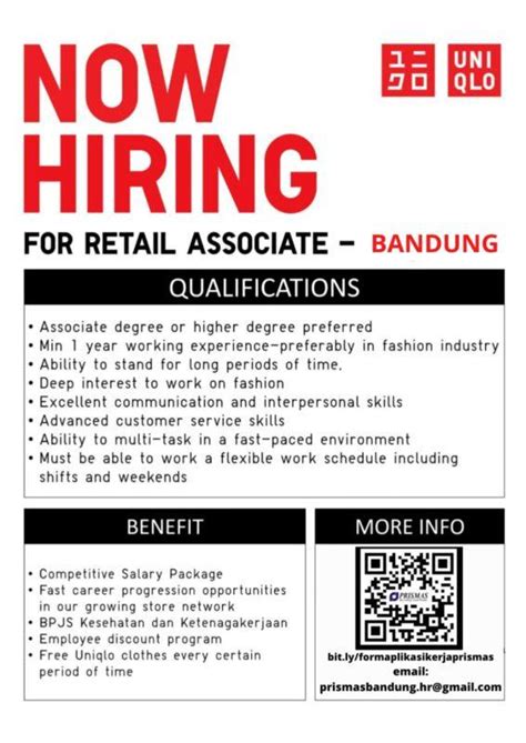 Lowongan Kerja Retail Associate Uniqlo Di PT Prismas Jamintara