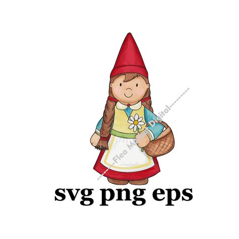 Girl Gnome Svg Png Eps Clipart 5 Etsy