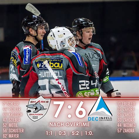 Sharks Holen Sieg Nach Overtime Gegen Inzell Cam Dent Sharks Gmunden