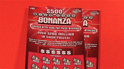 SOOD 1355 TWO 10 500 WILD CASH BONANZA FL Lottery Scratch Tickets