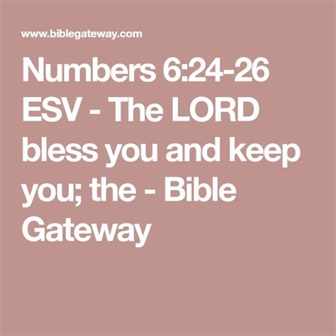 Numbers 624 26 Esv The Lord Bless You And Keep You The Bible