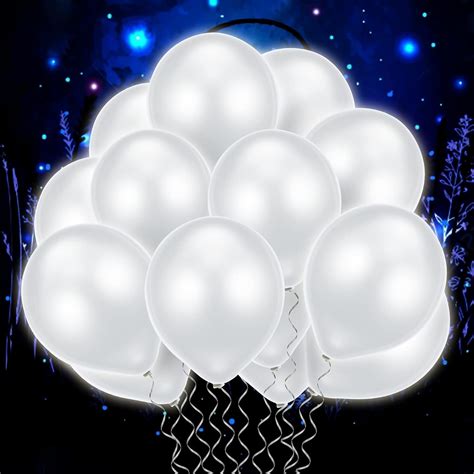 Amazon 60 Pieces LED Light Up Balloons White Glow In Dark Balloons