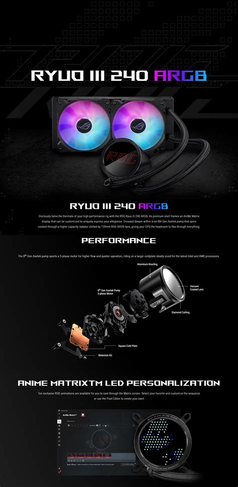 Asus ROG RYUO III 240 ARGB AIO Liquid CPU Cooler ROG RYUO III 240 ARGB