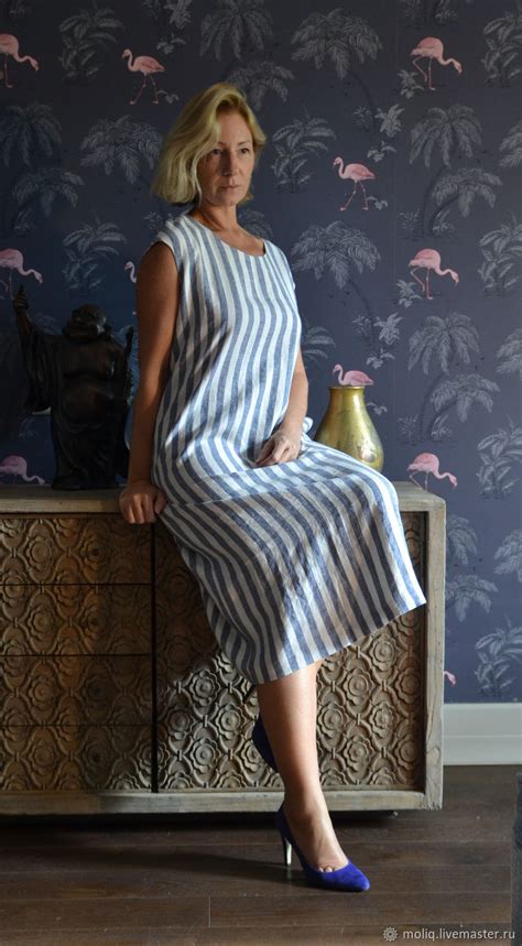 Платье итальянское длинное. Льняное платье в полоску купить в интернет ...