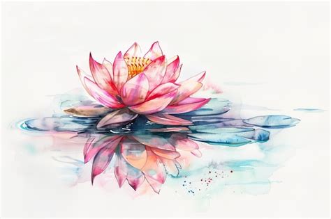 Premium Photo Beautiful Watercolor Painting Of Lotus Flowers And