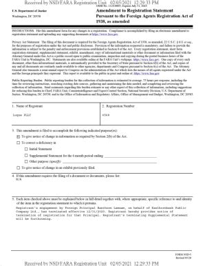 Fillable Online Amendment To Registration Statement Fax Email Print