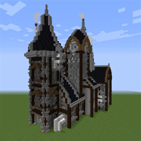 Industrial Steampunk Church Blueprints For MineCraft Houses Castles