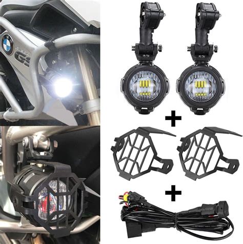 SUPAREE LED Phares Avant Moto Phare Antibrouillard Auxiliaire Housse