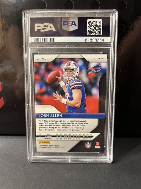 2018 Panini Prizm Josh Allen Lazer Prizm Rookie 205 Rc Psa 9 Mint Ebay