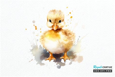 Cute Baby Duck Watercolor PNG Clipart