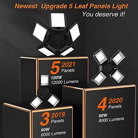 Led Garage Lights 2 Pack 100w Deformable Garage Light Super Bright