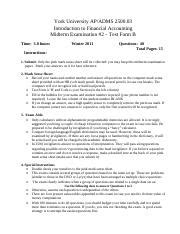 Class 6 Sample Mid Term Exam 2 Winter 2011 Pdf York University