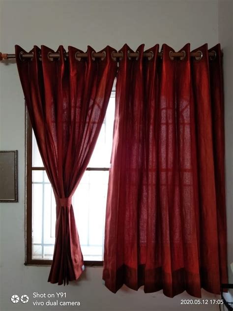 Messiah Markating Red Mm Cotton Window Curtain Size X Feet Lxh