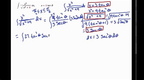 Calculus 2 Trig Substitution Integration Example 2 Youtube