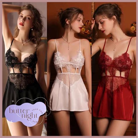 40 70KG Butter9 Baju Dinas Malam Lace Sexy Babydoll Lingerie