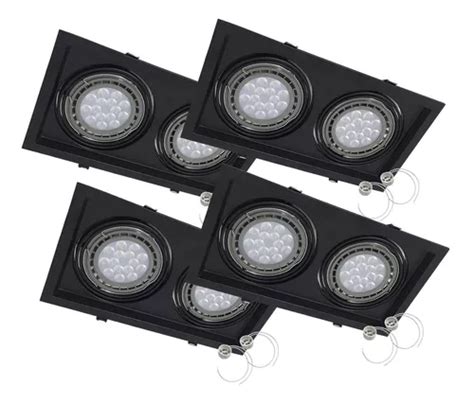 Spot Embutir 2 Luces Ar111 Apto Led Gu10 Cardanico Pack X4