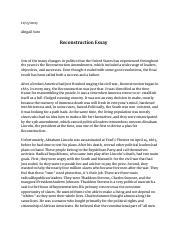 Reconstruction Essay Assignment Abigail Soto Pdf 11 13 2023 Abigail