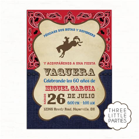 Invitación del cumpleaños del vaquero Fiesta Vaquera Etsy