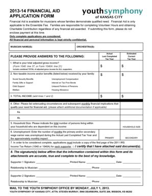 Fillable Online 2013 14 FINANCIAL AID APPLICATION FORM Financial Aid Is