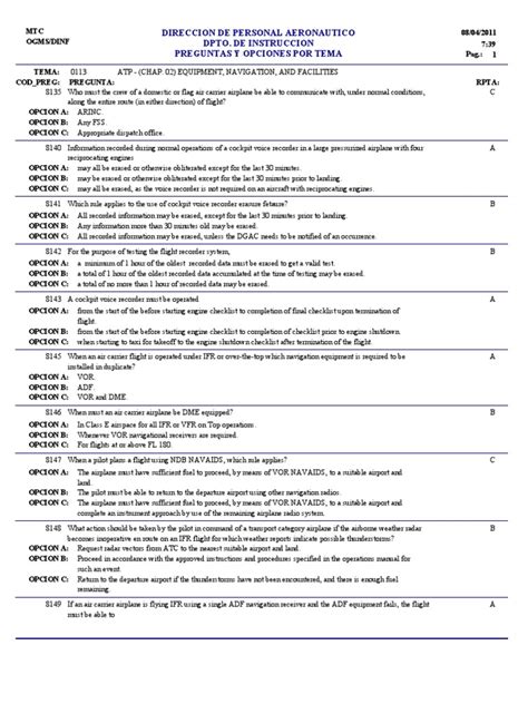 Atp - (Chap. 02) Equipment, Navigation, and Facilities | PDF ...