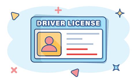 Driver license icon in comic style. Id card cartoon vector illustration ...