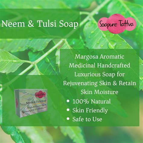 Neem And Tulsi Handmade Herbal Soap With Aroma Of Natural Almond And Coconut Oil