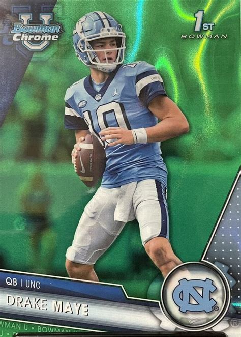 Drake Maye Bowman Chrome University Prospects Green Lava