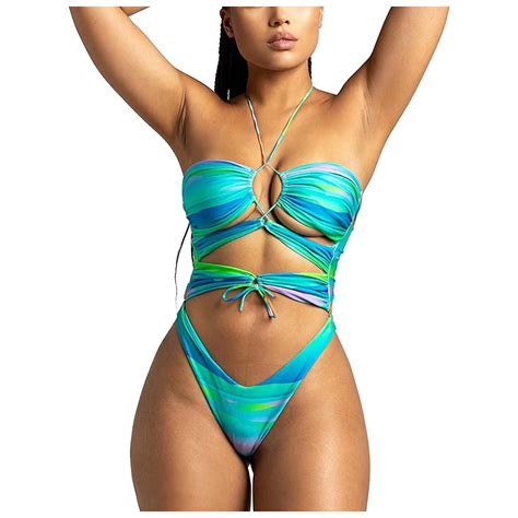 Simu Swimwear For Women Women Bikini Set Wide Neck Sleeveless Briefs