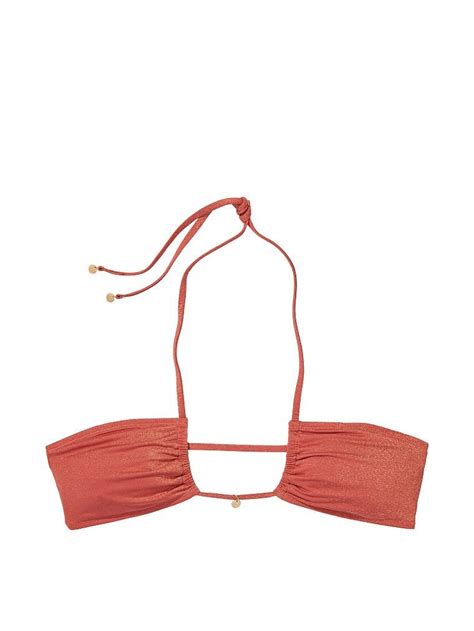 Çok Yönlü Boyundan Askılı Işıltılı Bikini Üstü Zencefil Işıltısı VS Victoria s