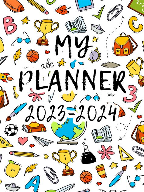 Teacher Planner and School Calendar in Yellow and Black Patterned Style ...