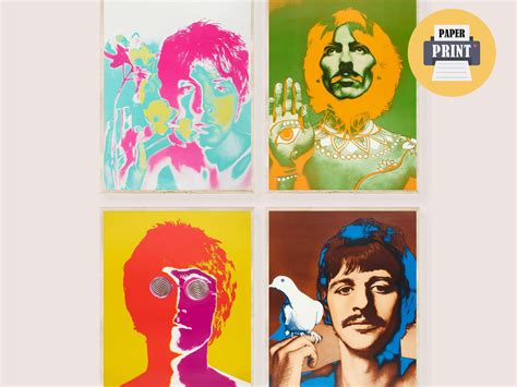 The Beatles Art Print Posters Vintage Beatles Poster Portraits Cartoon ...