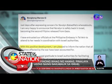 Huling Pilipinong Bihag Ng Hamas Pinalaya Na At Ligtas Nang Nakabalik