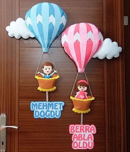 Balonlu Karde K Z Bebek Kap S S Modeli Baby Shower Crafts Felt