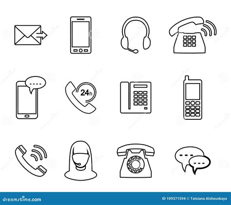 Phone Icon Set Of Icons In The Style Of Linear Design Stock Vector