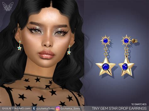 The Sims Resource Tiny Gem Star Drop Earrings