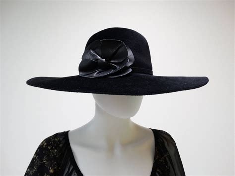 Helen Kaminski Wide Brim Felt Hat With Leather Flower At 1stdibs