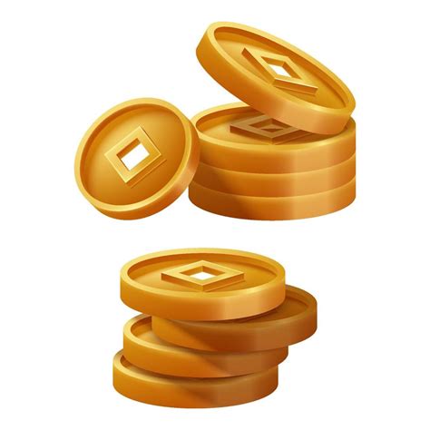 Chinese Coin Stacks. 3D illustration of Chinese new year coin stacks ...