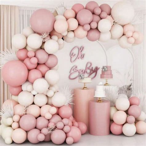 Inch Boho Dusty Rose Pink Nude Mauve Neutral Brown Ivory White Balloons Balloon Arch Garland