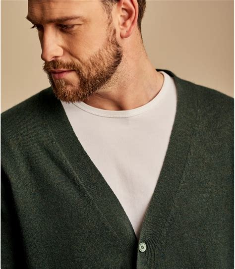 Tweed Green Cashmere And Merino V Neck Cardigan Woolovers Us