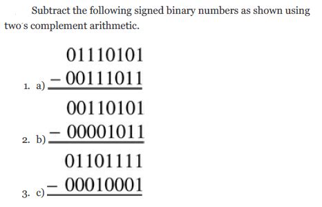 Answered Subtract The Following Signed Binary Bartleby