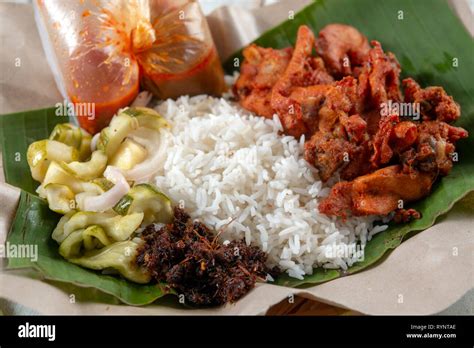 Nasi Kukus Ayam Berempah Popular Traditional Malay Local Food Stock