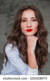 Sexy Brunette Woman Retro Makeup Curly Stock Photo Shutterstock