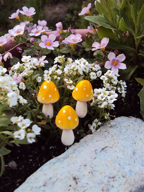 3 Fairy Garden Yellow Toadstool Mushroom Terrarium Miniature | Etsy