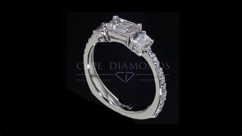 Emerald Cut Trilogy Ring With Side Diamonds Video Youtube