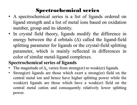spectrochemical series  chemistry science