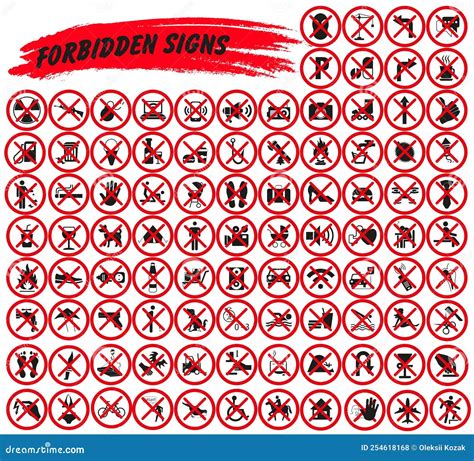 Set Of Prohibition Signs On A White Background Vector Graphics Stock